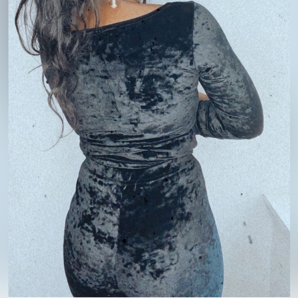 Velvet bodysuit and velvet pants
